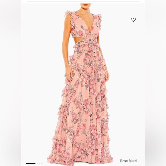Mac Duggal Floral Chiffon Cut-Out Gown NEW Size 2 - Picture 1 of 11